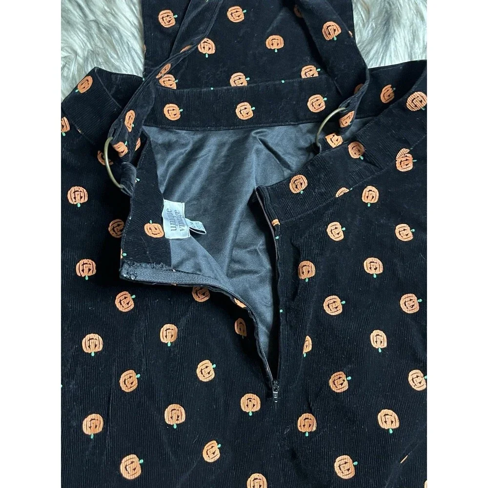 Unique Vintage Pumpkin Overalls Dress Women Sz XL